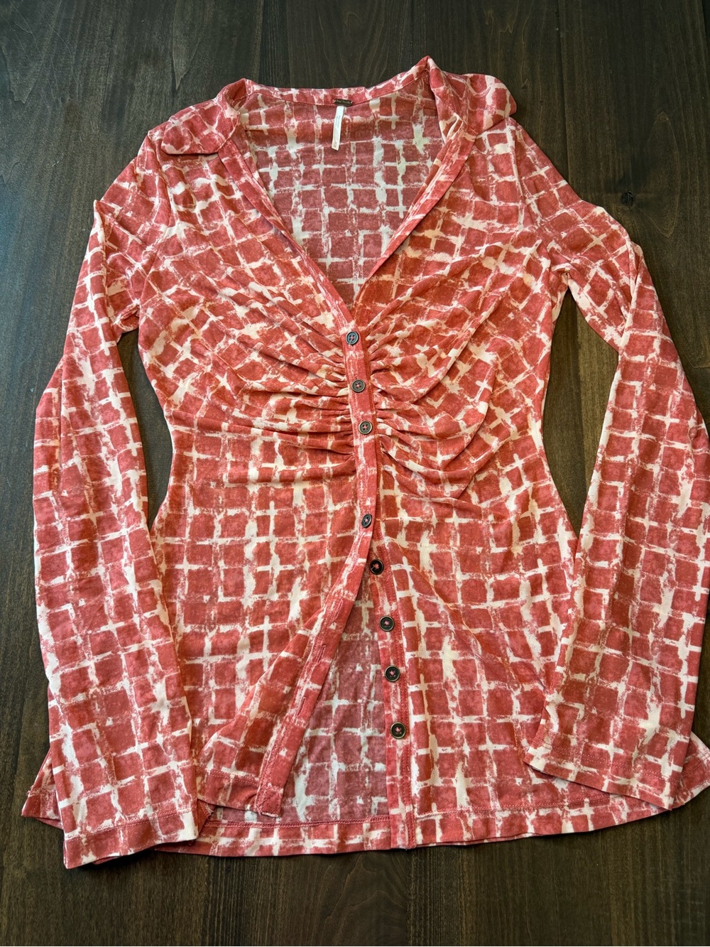 Free People Sheer Button-Front Ruched Top*